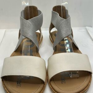 Sorel Silver and White Minimalist Sandals
